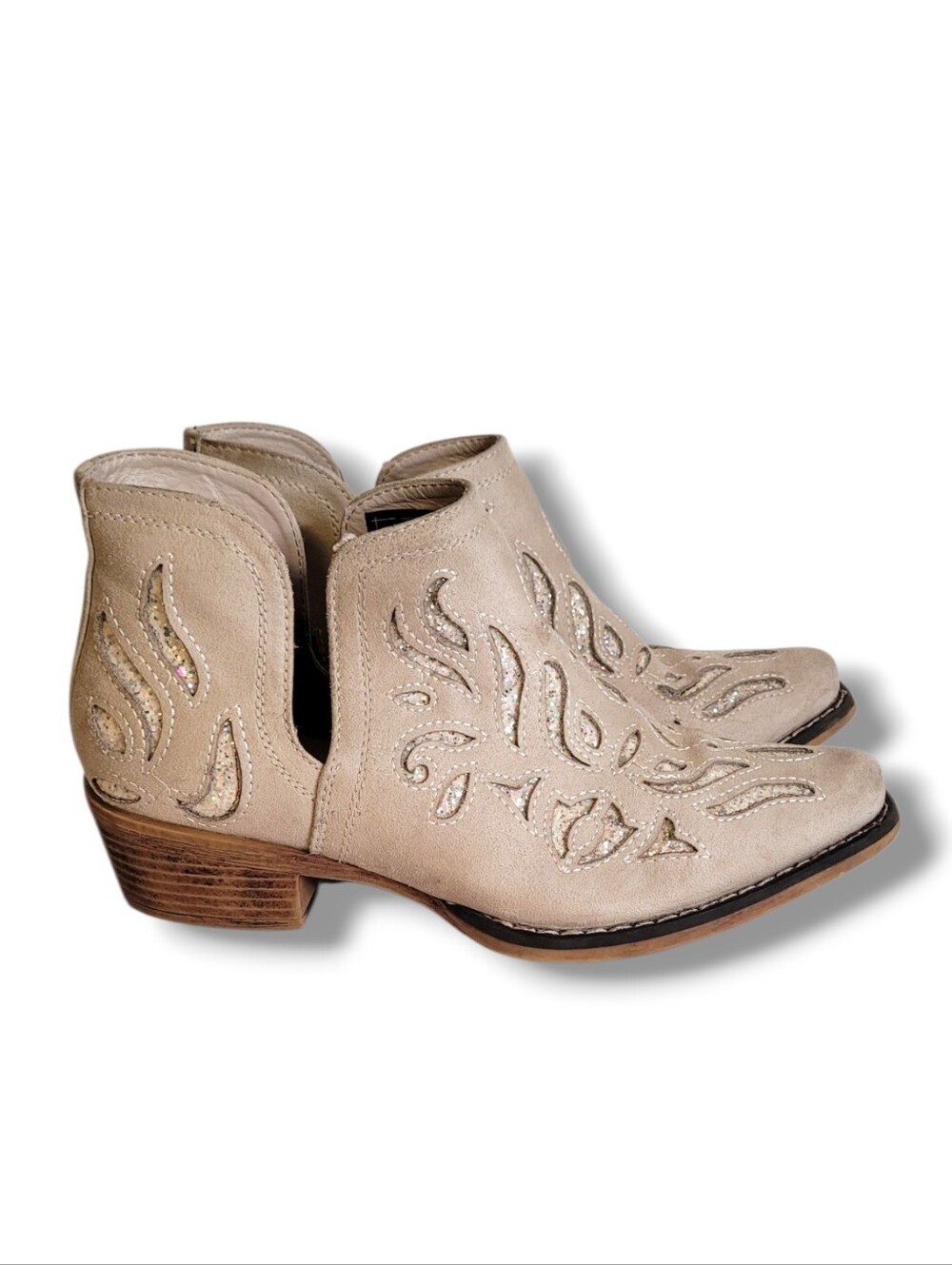 Roper Ava Glitz Snip-Toe Cowgirl Booties 7.5